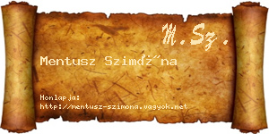 Mentusz Szimóna névjegykártya